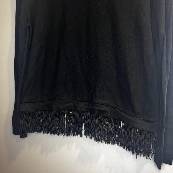 Lilly Pulitzer Sweater Womens Medium Black Fringe Hem Crewneck Pullover Top - Picture 3 of 12